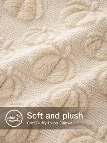 Homemorelove 1/2pcs Autumn Home Decor Throw Pillow Covers, 3D Large & Small Pumpkin Pattern Embroidered Plush Pillowcases, Polyester, Invisible Zipper, Pillow Insert Not Included, Suitable For Living Room, Bedroom, Sofa, Thanksgiving, Halloween Atmosphere Decoration - Beige - View 6
