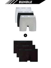 Calvin Klein [حزمة] 3 عبوات من سراويل داخلية رجالية مطاطية + سراويل داخلية بيكيني BOXER SLIM 3PK - أسود / أبيض / رمادي + أسود - مشاهدة 1