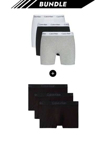 Calvin Klein [حزمة] 3 عبوات من سراويل داخلية رجالية مطاطية + سراويل داخلية بيكيني BOXER SLIM 3PK