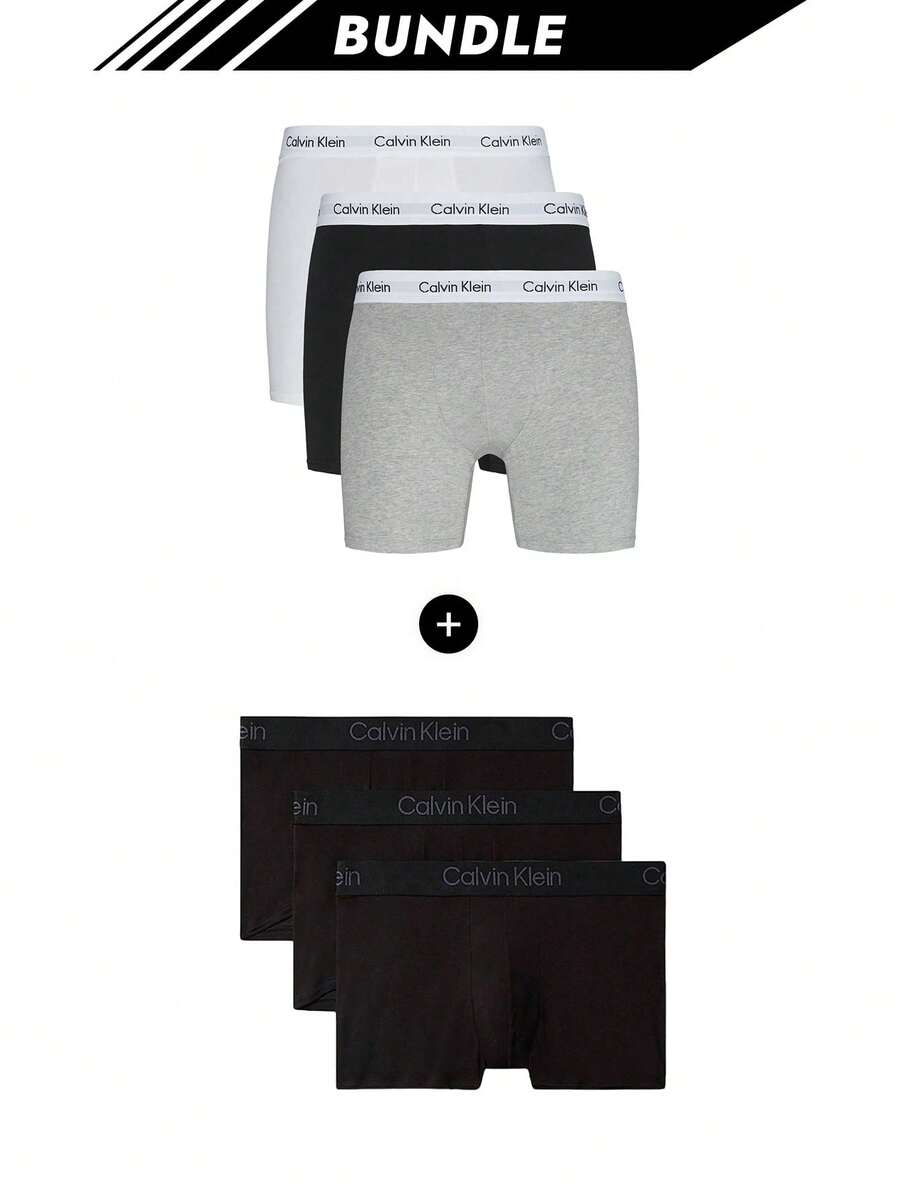 Calvin Klein [حزمة] 3 عبوات من سراويل داخلية رجالية مطاطية + سراويل داخلية بيكيني BOXER SLIM 3PK - أسود / أبيض / رمادي + أسود - مشاهدة 1