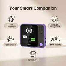 Robot de voz con IA, IA personalizada, agente GPT LLM, chatbot acompañante, reconocimiento de emociones multilingüe, protección de la privacidad, terminal inteligente - Morado - Ver 5