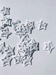 100pcs/60pcs Solid Color Star-Shaped Hair Clips, Women's Red White Green Hollow Star Hair Clips, Y2K Shiny Non-Slip Strong Grip Hair Accessories That Won't Damage Hair - Multicolor - Red, White and Green - View 6