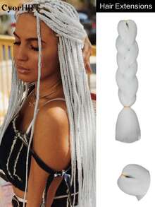 24 Inch High Temperature Synthetic Braiding Hair Bundles, Suitable For Braiding, Colors Include Light Brown, Platinum Blonde, Gray, Black, Brown Gradient, Multicolor, Fashion Braiding Hair Extensions, Suitable For Daily, Party, Cosplay, Music Festival And More - Multicolor - View 24