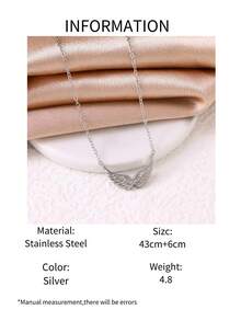 1pc Stainless Steel Personalized Angel Wing Double Hole Pendant Necklace, Jewelry Gift For Women - Silver - View 2