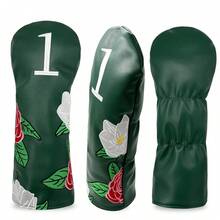 1PC Exquisite Golf Headcover With Delicate Floral Embroidery. Made Of PU Material, Fits Driver, Fairway Wood And Hybrid. It Shields Golf Club Head Against Scratches And Dust, Practical For Daily Golf Use,The Best Choice For Gifting - Dark Green - View 3