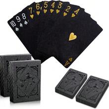 1/2 Deck Plastic Waterproof Playing Cards, Black Standard Adult Playing Cards, Stylish High-End Playing Cards, Suitable For Camping, Beach, Pool Party, Tabletop Games As Gifts - Black 2PCS - View 13