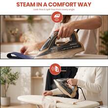 SUPERLEX 4-In-1LED Screen Steam Iron, Ceramic Soleplate Iron, 3200W Fast Heating Steam Engine, Anti-Scale/Anti-Drip Function, With 4 Functions (Dry Ironing, Spray, Steam, Air Ironing), Visual Range Up To 2.1 Meters, Suitable For Home And Travel Use. - UK Plug(220-240V) - View 5