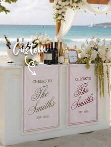 Custom Unique Eternal Wedding Welcome Sign, Fabric Bar Menu Banner, Personalized Name & Date, Romantic Ceremony Gift - Multicolor - View 5