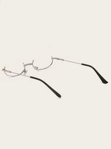 Anime Cosplay Half-Frame Glasses, Ins Artistic Soft Girl Decorative Glasses, Vintage Lensless Frame Glasses, Back To School - Silver - View 2