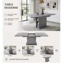 Extendable Dining Table / Modern, Minimalist Style Dining Table / With Storage Space / Dining Table/Café And Side Table / Multifunctional / Large Storage Space / Suitable For Dining Room And Living Room - 灰色 - 查看 7