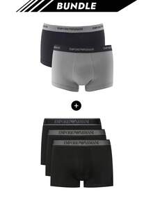Emporio Armani [حزمة] شورتات وايوماينج + 3 عبوات من سراويل بوكسر إمبوريو أرماني للرجال - رمادي + أسود - مشاهدة 1