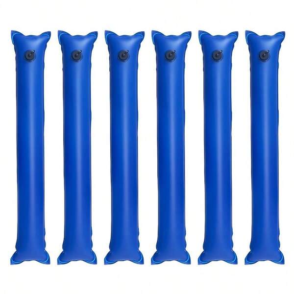 Pool Cover Bags, 6 Packs 4 Ft, Single Chamber Pool Cover Tubes, 0.4mm Thick PVC Bags Weights With Leakproof Screw Cap, Inground Swimming-Pool Covers Winter Closing, Blue