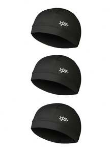 Musion 1/3pcs Star & Letter Print Helmet Liner, Breathable Sweat-Absorbing Durag Knit Cap, Windproof Motorcycle Riding Running Helmet Inner Cap - Multicolor - View 15