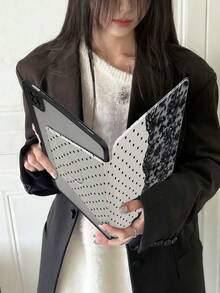 1pc Polka Dot Lace Pattern Tablet Protective Case, With Pen Slot, Anti-Drop Function, Supports Sleep/Wake, Compatible With IPad 10.9/Air 4/5/6/10.2/10th/Pro 11 2024/9.7/10.5, Fits S7/S8/S9/S6/S7+/S8+/S7FE/A11+/A8/A9, X8A, X9, Air 13 (M3 2025), Air 11 (M3 2025)/11 (A16 2025) All-In-One Tablet Protective Case - Multicolor - View 3