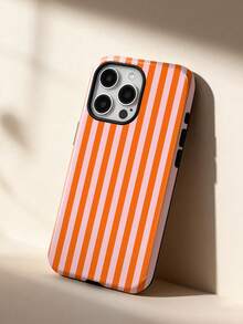 1pc Minimalist Artistic Colorful Striped Pattern 2-In-1 Protective Film, Film 2-In-1 Full Coverage Phone Hard Case, Anti-Drop Ultra-Thin Fit Protective Cover, This Phone Case Features A Smooth Surface And Dual-Layer Film Structure, Providing Glossy Anti-Drop Protective Shell Suitable For Apple 11/12/13/14/15/16/17 Pro Max - Multicolor - View 2