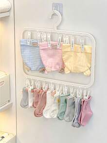 1pc Space-Saving Multi-Function Clip Drying Rack, Suitable For Socks And Underwear, Efficient Clothes Drying Rack, Suitable For Bedroom, Bathroom And Dorm Decor, Holiday Room Home Bed Decor, Can Hang Dresses, Long Pants, Shoes, Jeans, Boots, Skirts, Spring Minimalist Summer Tops - Multicolor - View 12