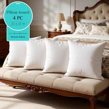 White Square Pillow Set Of 4-Sofa Pillow, Soft Fabric, Suitable For Bed Or Sofa Use-Bedding, Home Decoration, Dormitory Sleep Protection, Daily Use, Simple Appearance, Can Be Patted Or Dried At Low Temperature To Make It Fluffy, 18in 20in 22in. - 白色4只 - 查看 2