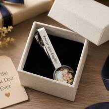 Wedding Gift, Personalized Photo Tie Clip For Father, Personalized Photo Tie Bar, Customized Tie Bar, Father's Day Gift For Father, Unique Sentimental Jewelry - Multicolor - View 6