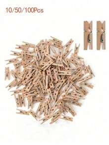 10/30/50/100pcs Mini Wooden Clips, Mini Photo Clips, Natural Wooden Photo Clips, Handmade Decorative Clips, Small Clips, Suitable For Handmade Display, Clothing, Hanging Decorative Photos, Cocktail Party, Wedding Room Decoration - Multiple Styles - View 7