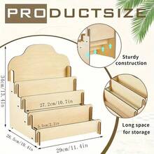 Wooden Multi-Layer Desktop Organizer, Curved Gentle Design, Layered Compartment Layout, Can Hold Postcards, Photos, Magazines, Art Books, Smooth Edges Without Burrs, Easy And Stable Assembly, Suitable For Desk, Vanity, Coffee Table, Storage And Display 2-In-1, Create A Healing And Fresh Desktop, Great Home Decor For Small Spaces - Wood Color - View 4
