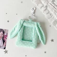 1件女孩波浪圓點兔耳吊飾卡套組,Star Chaser 3英吋小卡展示卡套組,學生校園卡包、識別證包 - 彩色 - 查看 11