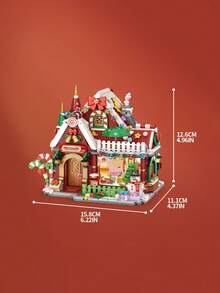 LOZ 1825pcs Small Particle Building Blocks, Foldable Christmas House Building Blocks, Assembly Building Block Set, Birthday Gift, Christmas Gift, Activity Party Gift - Red - View 9