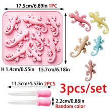3pcs/Set 8-Cavity Lizard Gecko Silicone Mold, DIY Tool For Exotic Pet Lovers, Reptile Themed Aromatherapy Candle, Plaster, Resin, Car Decor, Handmade Souvenir - 3PCS - View 9