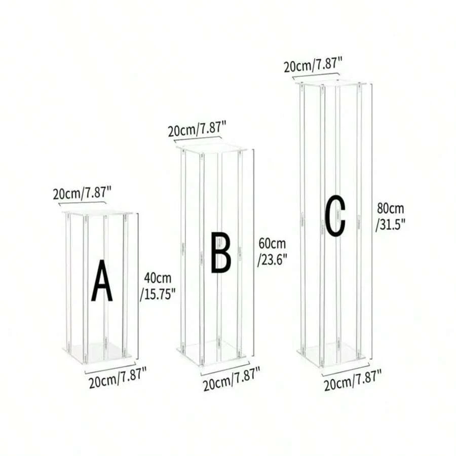 Wedding Flower Stand Acrylic Veneer Acrylic Vase Pillar Geometric Centerpiece Decor Rack T-Shaped Tabletop Event Reception Floral Display Stand Party Decoration Home Use - Clear - View 1
