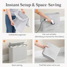 Lifewit 22L Toilet Paper Storage Holder For 9 To 12 Rolls, Foldable Fabric Toilet Paper Basket With Lid, Freestanding Bathroom Tissue Storage And Organization For TP, Towels And Toiletries, Gray - White - View 6