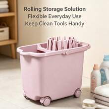 15L Rolling Plastic Storage Bin With Drain Rack, Narrow Gap Household Organizer Cart - A - View 4