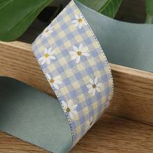 Two-Tone Plaid Printed Ribbon DIY Bow Hair Accessory Clothing Straw Hat Shoe Flower Gift Box Floral Packaging Daisy Woven Tape - Multicolor - View 10