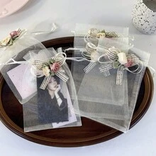 6pcs Party Gift Mesh Packaging Bags, Drawstring Pouches, Gift Packaging Bags, Premium Exquisite Gift Bags, Bow Flower Drawstring Gift Packaging Bags, Women's Jewelry Gift Bags, Large Capacity Storage Bags, Suitable For Party, Birthday, Wedding And Other Mesh Drawstring Gift Packaging Bags. - Gift Bags - View 7