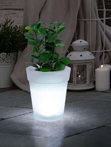 1/2 Pcs LED Solar Plant Pot Lights, IP44 Waterproof White Plastic Illuminated Planters, Dusk To Dawn Auto On/Off Decorative Flower Pot Lamps, Indoor Outdoor Landscape Lighting For Garden, Patio, Courtyard, Balcony, Pathway And Home Desktop Decor - Flower Pot Lamp - View 13