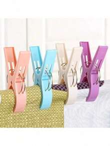4pcs/8pcs Large Beach Towel Clips, Plastic Clothes Pegs, Used For Securing Towels, Blankets, Bedding, Clothing On Clothesline, Sun Lounger-Chair, Pool Chair, Cruise Ship, Heavy Duty Clothes Clips, Multiple Colors - Multicolor - View 7