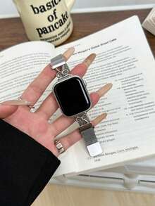 1pc Diamond Shiny Metal Bracelet, Compatible With Apple Watch Band, Women's, Suitable For 38mm 40mm 41mm 42mm 44mm 45mm 46mm 49mm, Ultra 11/10/9/8/7/6/5/4 Series - Silver - View 2