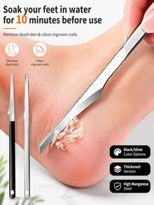 3pcs Stainless Steel Foot File Tools, Professional Foot Callus And Dead Skin Remover, Unisex Foot Care Tools (With Protective Cover) - F - View 2