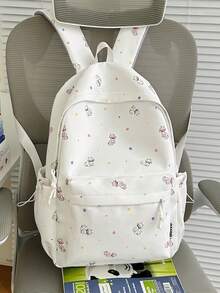 Cute Cat Print Backpack For Women, Large Capacity Student School Bag. Can Hold Textbooks, Insulated Cup, Folding Umbrella, Power Bank, Cosmetics. Suitable For Daily Classes, Library Study, Daily Commute, Moms Out With Kids, One Bag For All Occasions! No Accessories Included. - Multicolor - View 14