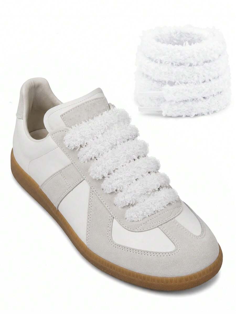 1 Pair Plush Sholaces,Men's And Women's Shoelaces,Replacement Laces For Shoes - White - View 1