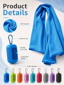 Macaron Style Minimalist Sports Cooling Towel, Portable Foldable, Quick Dry, With Hook And Loop Design, High Density Cooling, Breathable And Sweat-Absorbent, Suitable For Sports, Comes With Perforated Silicone Storage Box, Summer Cooling - Multicolor - View 7