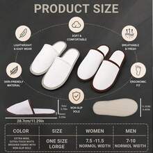 Fampery 4-Pair Spa Slippers Bulk - Non Slip Slippers For Guest Women &Amp; Men - Premium Disposable Guest Slipper For Indoor Hotel, Spa, Travel, Shoeless Home, House, Bedroom, Bride Slippers - White - View 4