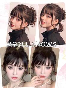 Synthetic Hair Clip In Double Sideburns Dragon Whiskers Bangs Invisible Front Fringes Clip In Hair Air Fake Hair Bangs For Girl - Multicolor - View 9