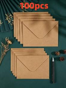 300pcs, Vintage Kraft Paper Envelopes Solid Color Minimalist Invitation Envelopes Business / Handwritten Letter Storage Bags, Thick Texture Postcard Storage Bags Vintage Style Handwritten Letter Envelopes, Universal Invitation / Greeting Card / Ticket Storage Envelopes Multiple Sizes Available, Minimalist Design Customizable DIY Greeting Cards - View 13