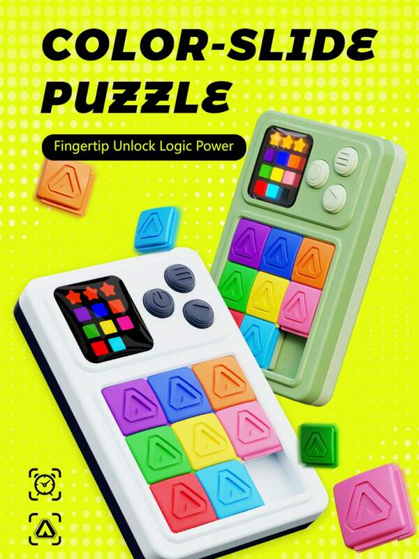 Rompecabezas deslizante de colores Klotski electrónico inteligente, juguete fidget de lógica portátil con dificultad progresiva, juego educativo cerebral portátil, regalo