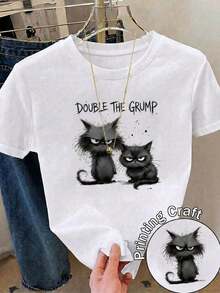 Women T-Shirts - Blue and White - View 2