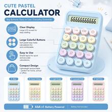 Kalkulator Meja Tombol Bulat Blok Warna yang Menenangkan, Skema Warna Macaron Berlapis dengan Umpan Balik Taktil yang Tajam, Layar LCD Lebar Menampilkan 10 Digit, Bodi Ramping dan Portabel, Untuk Belajar Siswa, Perhitungan Harian Kantor, Alat Tulis Meja yang Lucu, 1 Baterai AAA (Tidak Termasuk) - A - View 2