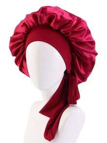 1pc Satin Bow Sleep Cap, Adjustable Long Ribbon Anti-Frizz Hair Scarf, Oversized Ruffle Silky Hair Bonnet, Multi-Color Options, Suitable For Sleep, Skincare, Curly Hair Care, Women's Daily Hair Care, All Seasons - Multicolor - View 14