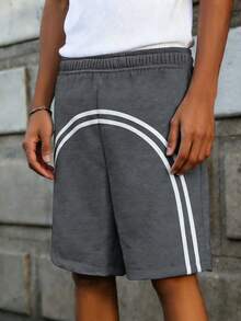 1件男童夏季高街嘻哈風時尚百搭戶外休閒短褲 - 深灰色 - 查看 4