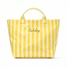 Girls Personalized Striped Tote Bag, Lightweight Large Capacity Portable Shoulder Carry Bag, Travel Beach Bag - Multicolor - View 22