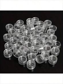 1/10/20/30/50/100pcs Mini Transparent Cream Jars, 3g/5g/10g/15g/20g, Empty Plastic Cosmetic Containers, Transparent Sample Bottles, Eyeshadow/Lip Balm Containers, Travel Essential Sample Cosmetic Jars, Optional Dispensing Spoon, Empty Mini Bottles, Suitable For Thanksgiving, Halloween And Christmas - Multicolor - View 1