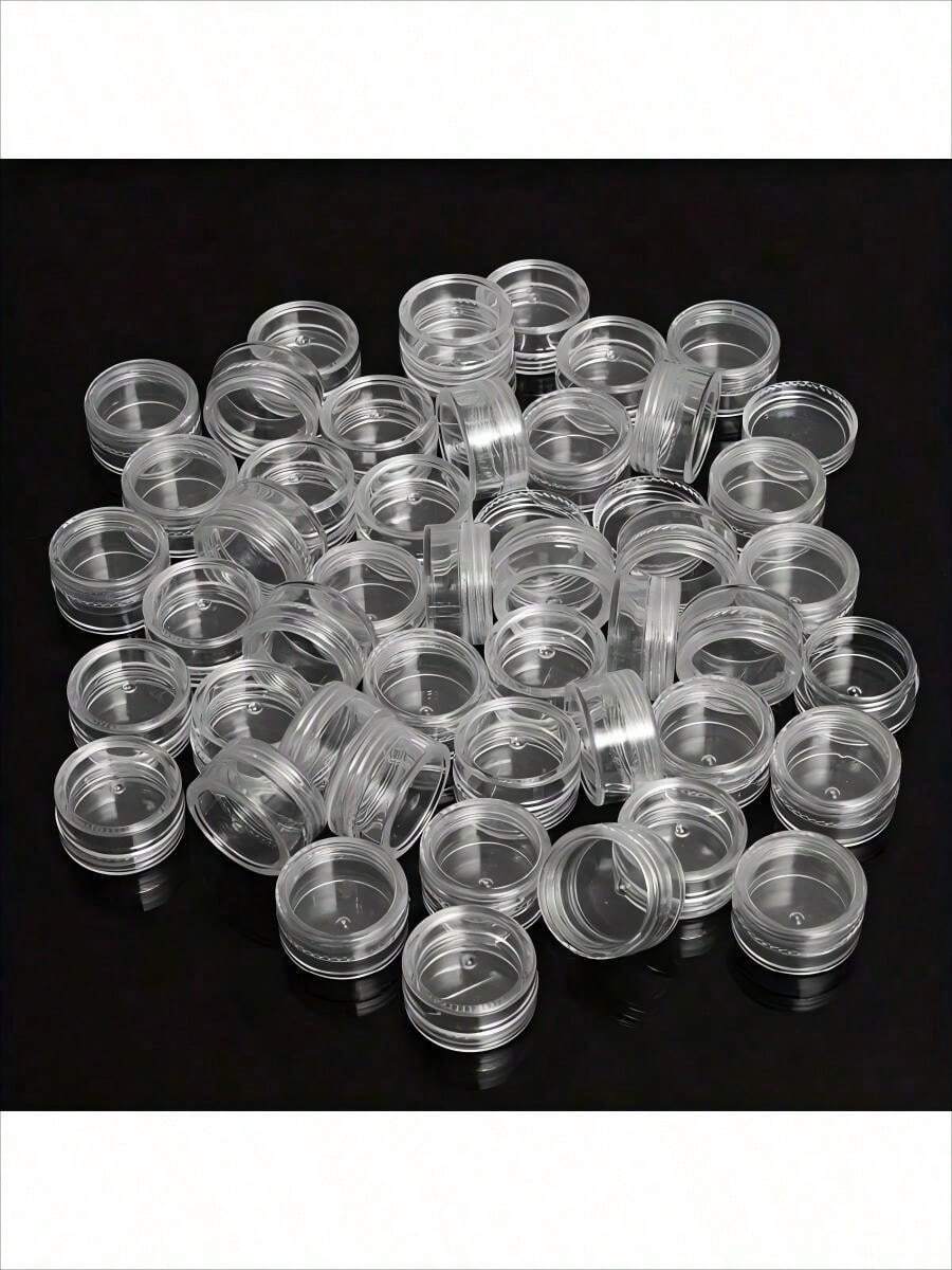 1/10/20/30/50/100pcs Mini Transparent Cream Jars, 3g/5g/10g/15g/20g, Empty Plastic Cosmetic Containers, Transparent Sample Bottles, Eyeshadow/Lip Balm Containers, Travel Essential Sample Cosmetic Jars, Optional Dispensing Spoon, Empty Mini Bottles, Suitable For Thanksgiving, Halloween And Christmas - Multicolor - View 1
